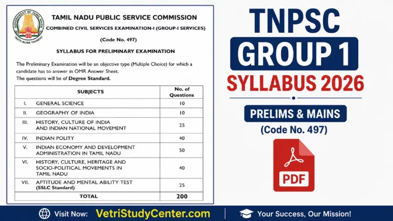 TNPSC Group 1 Syllabus 2026 PDF Download Prelims and Mains